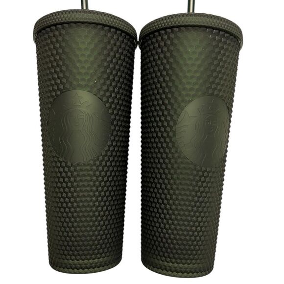 2 Starbucks Dark Green Jelly Studded Tumbler Set 24 Ounce - Picture 4 of 6